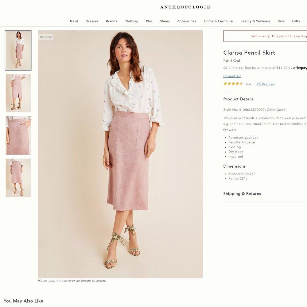 Anthropologie- Current Air: Clarisa Pencil Skirt